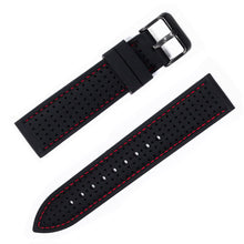 Load image into Gallery viewer, Black Silicone Strap w/ Red Stitching
