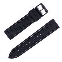 Load image into Gallery viewer, Black Silicone Strap w/ White Stitching Strap
